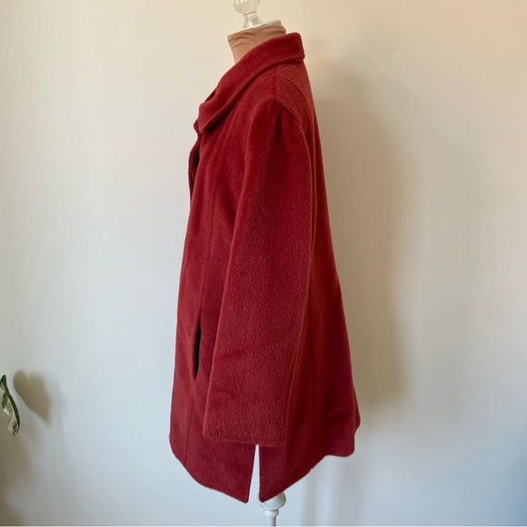Cinzia Rocca Baby Alpaca Wool Red Hidden Button Placket Pointed Collar Coat 10 - Picture 5 of 12